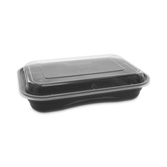 Pactiv Evergreen Corporation EarthChoice Versa2Go Microwaveable Container, 27 oz, 8.4 x 5.6 x 1.4, Black/Clear, Plastic, 150/Carton