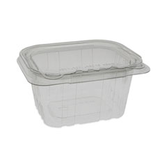 Pactiv Evergreen Corporation EarthChoice Tamper Evident Recycled Hinged Lid Deli Container, 16 oz, 5.38 x 4.5 x 2.63, Clear, Plastic, 304/Carton