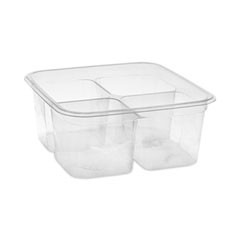 Pactiv Evergreen Corporation EarthChoice Square Recycled Bowl,4-Compartment, 32 oz, 6.13 x 6.13 x 2.61, Clear, Plastic, 360/Carton