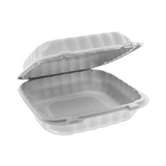Pactiv Evergreen Corporation EarthChoice SmartLock Microwavable MFPP Hinged Lid Container, 8.31 x 8.35 x 3.1, White, Plastic, 200/Carton