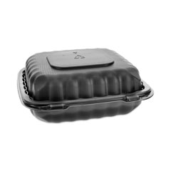 Pactiv Evergreen Corporation EarthChoice SmartLock Microwavable MFPP Hinged Lid Container, 8.31 x 8.35 x 3.1, Black, Plastic, 200/Carton