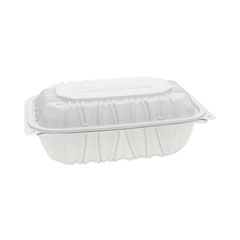 Pactiv Evergreen Corporation EarthChoice Vented Microwavable MFPP Hinged Lid Container, 9 x 6 x 3.1, White, Plastic, 170/Carton
