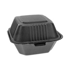 Pactiv Evergreen Corporation SmartLock Foam Hinged Lid Container, Sandwich, 5.75 x 5.75 x 3.25, Black, 504/Carton