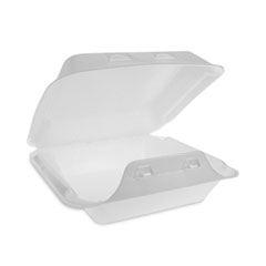 Pactiv Evergreen Corporation SmartLock Foam Hinged Lid Container, Medium, 8 x 8 x 3, White, 150/Carton