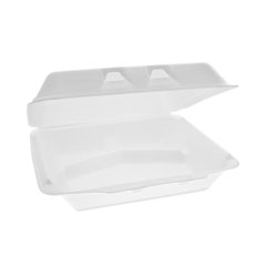 Pactiv Evergreen Corporation SmartLock Foam Hinged Lid Container, X-Large, 3-Compartment, 9.5 x 10.5 x 3.25, White, 250/Carton