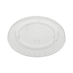 Pactiv Evergreen Corporation EarthChoice Strawless RPET Lid, Flat Lid, Fits 9 oz to 20 oz 
