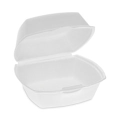 Pactiv Evergreen Corporation Foam Hinged Lid Container, Single Tab Lock, 5.13 x 5.13 x 2.5, White, 500/Carton