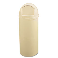 Rubbermaid Marshal Classic Container, 25 gal, Plastic, Beige