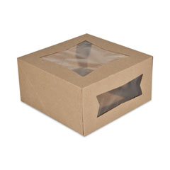 Southern Champion Tray Kraft Window Bakery Boxes, 8 x 8 x 4, Brown, Paper, 150/Carton