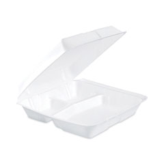 Dart Insulated Foam Hinged Lid Containers, 3-Compartment, 9.3 x 9.5 x 3, White, 200/Pack, 2 Packs/Carton