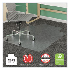 Deflecto Corporation Supermat Frequent Use Chair Mat For Medium Pile Carpet, 46 X 60, Wide Lipped, Clear