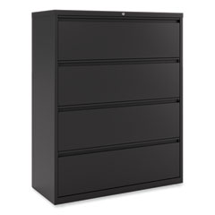 Alera Lateral File, 4 Legal/Letter-Size File Drawers, Black, 42