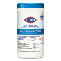 Clorox Bleach Germicidal Wipes, 1-Ply, 6.75 x 9, Unscented, White, 70/Canister