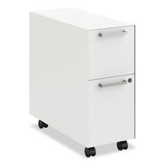 Hon Company Fuse Mobile Slim Pedestal File, Left/Right, 2-Drawers: Box/File, Letter, Designer White, 10x23.25x21, Ships in 7-10 Bus Days