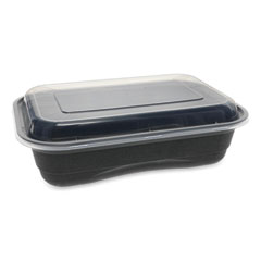 Pactiv Evergreen Corporation EarthChoice Versa2Go Microwaveable Container, 36 oz, 8.4 x 5.6 x 2, Black/Clear, Plastic, 150/Carton