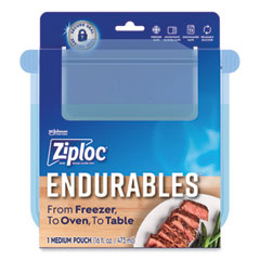 SC Johnson Endurables Silicone Pouches, 2 Cups, 4.4 x 7.9, Clear, 8/Carton