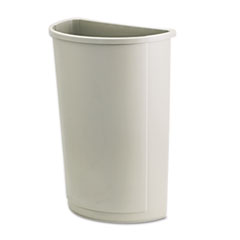 Rubbermaid Untouchable Half-Round Plastic Receptacle, 21 gal, Plastic, Beige