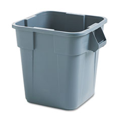 Rubbermaid Square Brute Container, 28 gal, Polyethylene, Gray