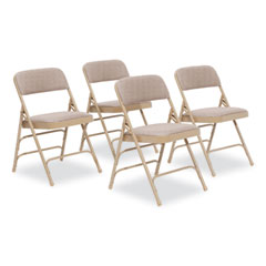 National Public Seating 2300 Series Fabric Triple Brace Double Hinge Premium Folding Chair, Supports 500 lb, Cafe Beige, 4/CT, Ships in 1-3 Bus Days