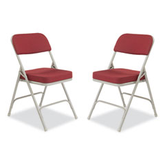 National Public Seating 3200 Series Premium Fabric Dual-Hinge Folding Chair, Supports 300lb, Burgundy Seat/Back, Gray Base,2/CT,Ships in 1-3 Bus Days