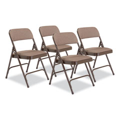 National Public Seating 2200 Series Fabric Dual-Hinge Premium Folding Chair, Supports 500 lb, Walnut Seat/Back, Brown Base,4/CT,Ships in 1-3 Bus Days