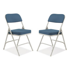 National Public Seating 3200 Series Fabric Dual-Hinge Folding Chair, Supports 300 lb, Regal Blue Seat/Back, Gray Base, 2/CT, Ships in 1-3 Bus Days