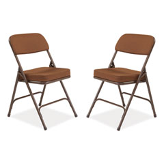 National Public Seating 3200 Series Premium Fabric Dual-Hinge Folding Chair, Supports 300 lb, Gold Seat/Back, Brown Base, 2/CT, Ships in 1-3 Bus Days