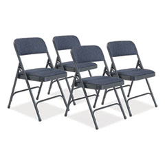 National Public Seating 2200 Series Fabric Dual-Hinge Folding Chair, Supports 500 lb, Royal Blue Seat/Back, Char-Blue Base,4/CT,Ships in 1-3 Bus Days