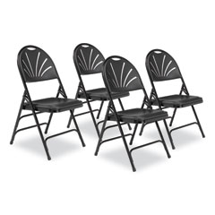 National Public Seating 1100 Series Fan-Back Tri-Brace Dual Hinge Folding Chair, Supports 500 lb, 17.75