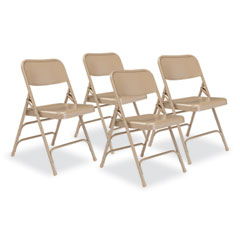 National Public Seating 300 Series Deluxe All-Steel Triple Brace Folding Chair, Supports 480 lb, 17.25
