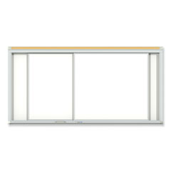 Ghent Manufacturing, Inc. Horizontal Sliding Porcelain Magnetic Whiteboard, 96 x 48, White Surface, Satin Aluminum Frame, Ships in 7-10 Business Days