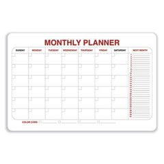 Ghent Manufacturing, Inc. Monthly Planner Whiteboard with Radius Corners, 36 x 24, White/Red/Black Surface, Ships in 7-10 Business Days