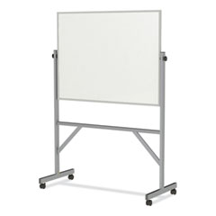 Ghent Manufacturing, Inc. Reversible Magnetic Porcelain Whiteboard, Satin Aluminum Frame, 53.25 x 72.25, White Surface, Ships in 7-10 Business Days