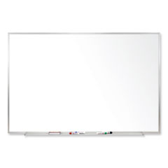 Ghent Manufacturing, Inc. Magnetic Porcelain Whiteboard with Satin Aluminum Frame, 48.5 x 36.5, White Surface, Ships in 7-10 Business Days