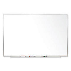 Ghent Manufacturing, Inc. Magnetic Porcelain Whiteboard with Satin Aluminum Frame, 60.5 x 48.5, White Surface, Ships in 7-10 Business Days
