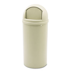 Rubbermaid Marshal Classic Container, 15 gal, Plastic, Beige