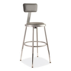 National Public Seating 6400 Series Height Adjustable Heavy Duty Padded Stool w/Backrest, Supports 300lb, 19