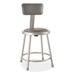 National Public Seating 6400 Series Heavy Duty Vinyl Padded Stool w/Backrest, Supports 300 lb, 18