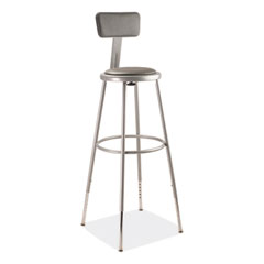 National Public Seating 6400 Series Height Adjustable Heavy Duty Padded Stool w/Backrest, Supports 300lb, 32
