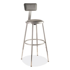 National Public Seating 6400 Series Height Adjustable Heavy Duty Padded Stool w/Backrest, Supports 300lb, 25