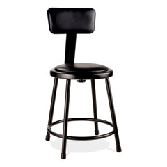 National Public Seating 6400 Series Heavy Duty Vinyl Padded Stool w/Backrest, Supports 300lb, 18