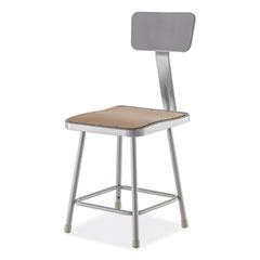 National Public Seating 6300 Series HD Square Seat Stool w/Backrest, Supports 500 lb, 17.5