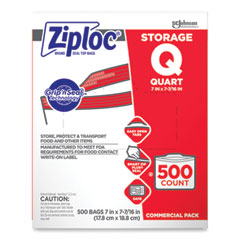 SC Johnson Double Zipper Storage Bags, 1 Qt, 1.75 Mil, 7