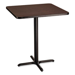 National Public Seating Cafe Table, 36w x 36d x 42h, Square Top/X-Base, Mahogany Top, Black Base, Ships in 7-10 Business Days