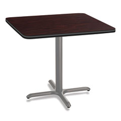 National Public Seating Cafe Table, 36w x 36d x 30h, Square Top/X-Base, Mahogany Top, Gray Base, Ships in 7-10 Business Days