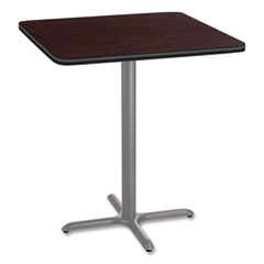 National Public Seating Cafe Table, 36w x 36d x 42h, Square Top/X-Base, Mahogany Top, Gray Base, Ships in 7-10 Business Days