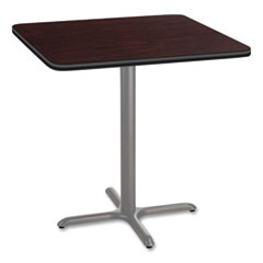 National Public Seating Cafe Table, 36w x 36d x 36h, Square Top/X-Base, Mahogany Top, Gray Base, Ships in 7-10 Business Days