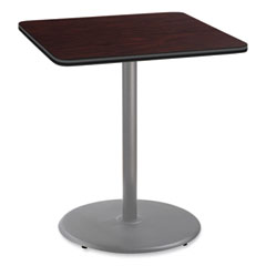 National Public Seating Cafe Table, 36w x 36d x 42h, Square Top/Round Base, Mahogany Top, Gray Base, Ships in 7-10 Business Days