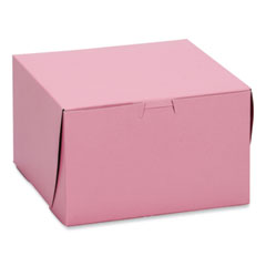Southern Champion Tray Pink One-Piece Non-Window Bakery Box, 8 x 8 x 4, Pink, Paper, 250/Carton