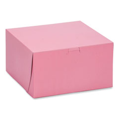 Southern Champion Tray Pink One-Piece Non-Window Bakery Box, 8 x 8 x 5, Pink, Paper, 100/Carton